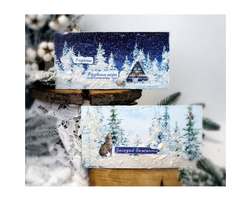 Набір для створення 2 шт вітальних листівок на підставках "Зимові казки" FDGCK-048, 20 см х 10 см