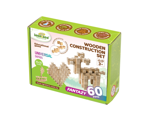 Деревянный конструктор "Фантазия" Igroteco 900057, 60 деталей