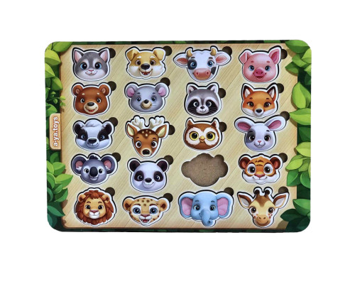 Деревянный пазл-сортер "Мордочки" Ubumblebees (ПСФ084) PSF084 мордочки животных