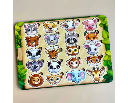 Деревянный пазл-сортер "Мордочки" Ubumblebees (ПСФ084) PSF084 мордочки животных