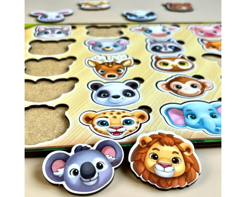 Деревянный пазл-сортер "Мордочки" Ubumblebees (ПСФ084) PSF084 мордочки животных