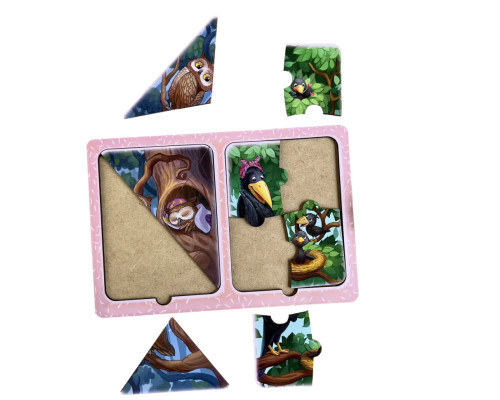 Деревянный пазл-вкладыш "Вороны и совы" Ubumblebees (ПСД187) PSD187 в рамке