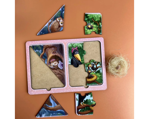 Деревянный пазл-вкладыш "Вороны и совы" Ubumblebees (ПСД187) PSD187 в рамке