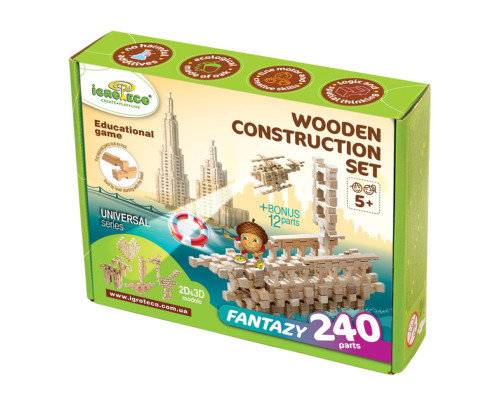 Деревянный конструктор "Фантазия" Igroteco 900033, 240 деталей