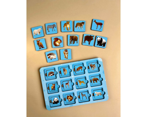 Деревянный пазл-сортер "Мама и малыш" Ubumblebees (ПСФ087) PSF087 дикие животные