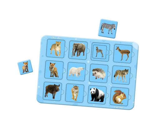 Деревянный пазл-сортер "Мама и малыш" Ubumblebees (ПСФ087) PSF087 дикие животные