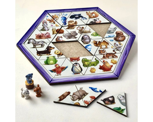 Деревянный пазл-головоломка "Животные" (ПСД169) PSD169 шестиугольник