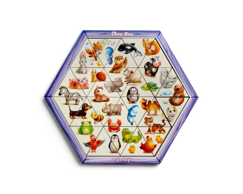 Деревянный пазл-головоломка "Животные" (ПСД169) PSD169 шестиугольник