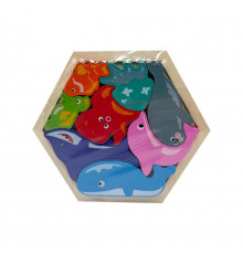 Дитячий дерев’яний пазл вкладиш "Морські тваринки" C9441-3