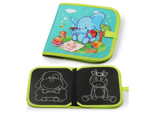 Книжечка для рисования 28056 на липучке и с мелками Слоник