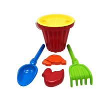 Песочный набор Большой Mtoys S0004 лопатка, грабли и две пасочки Красный