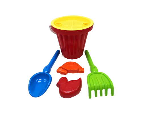 Пісочний набір "Великий" Mtoys S0004 лопатка, граблі та дві пасочки Червоний