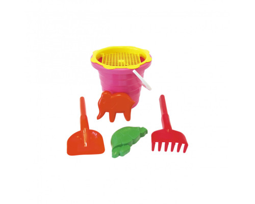 Пісочний набір "Великий" Mtoys S0004 лопатка, граблі та дві пасочки Рожевий
