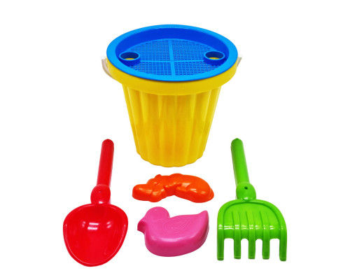 Пісочний набір "Великий" Mtoys S0004 лопатка, граблі та дві пасочки Жовтий