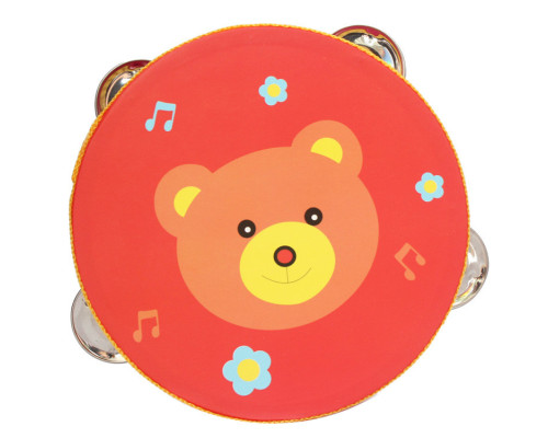Деревянная игрушка Бубен MD 0367-1 диаметр 15 см Мишка