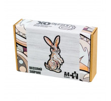 Фигурный деревянный пазл A4 Веселый Зайчик PuzA4-00759, 67 деталей