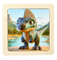 Дитячий дерев'яний пазл-вкладиш "Дилофозавр" MD 1509-16, 6 елементів 9,8 х 9,8 х 0,4 см