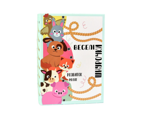 Развивающая игра "Веселые шнурочки Животные" 30522, 6 картинок, цветные шнурки