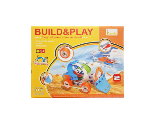 Конструктор дитячий Build&Play "Бульдозер + Вертоліт" HANYE J-101B, 117 елемента