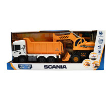 Игровой набор Самосвал Scania и экскаватор TechnoDrive 8001KS со светом и звуком