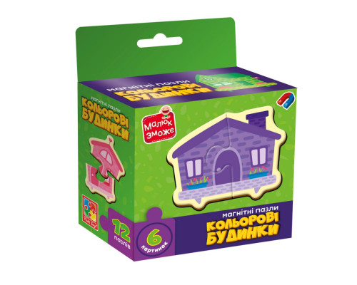 Дитячі магнітні пазли "Кольорові будинки" VT1733-03, 6 картинок