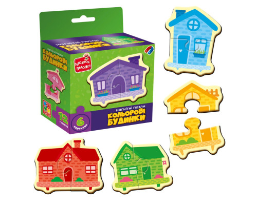 Дитячі магнітні пазли "Кольорові будинки" VT1733-03, 6 картинок