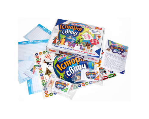 Настільна гра-вікторина "Історія світу" 12120141 ігрове поле, фішки, кубик