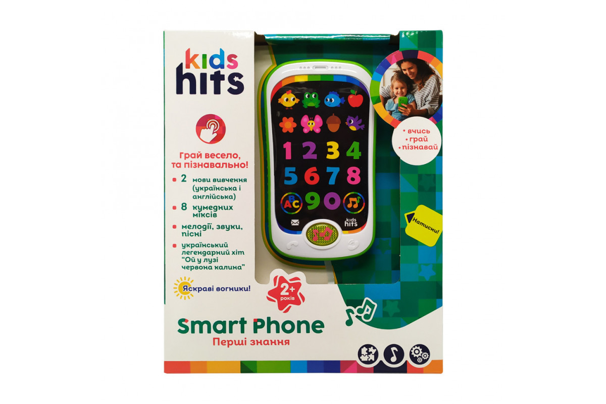 Дитячий музичний телефон "Kids Hits" Bambi KH03-002 українською мовою Білий