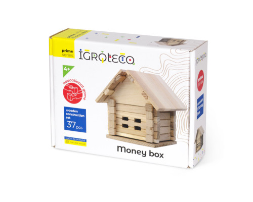 Деревянный конструктор "Копилка" Igroteco 900293, 37 деталей