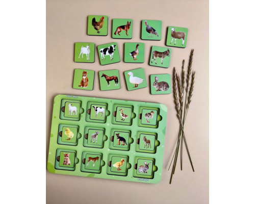 Деревянный пазл-сортер "Мама и малыш" Ubumblebees (ПСФ088) PSF088 домашние животные