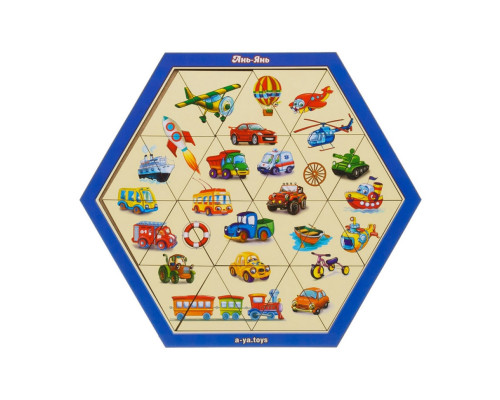 Деревянный пазл-головоломка "Транспорт" Ubumblebees (ПСФ024) PSF024 шестиугольник