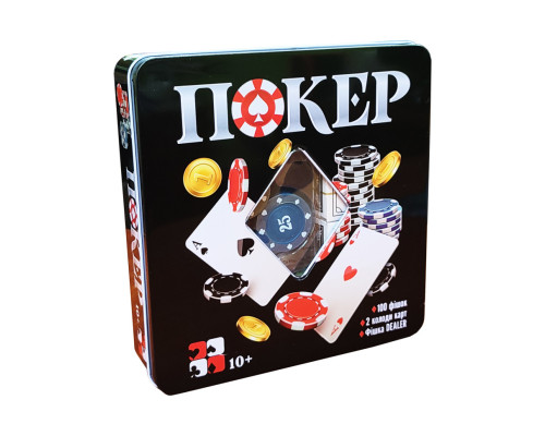 Настільна гра Покер 3896A в металевій коробці