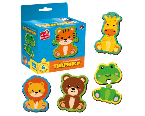 Дитячі магнітні пазли "Тваринки" VT1733-04, 6 картинок