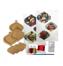 Творчий набір для створення 3-х ялинкових прикрас "Vintage Christmas" FDCKW-053