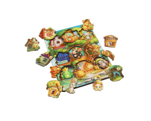 Дерев'яний пазл-вкладиш "Де чий будиночок на дереві?" Ubumblebees (ПСД172) PSD172 тришаровий