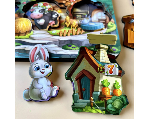 Дерев'яний пазл-вкладиш "Де чий будиночок на дереві?" Ubumblebees (ПСД172) PSD172 тришаровий