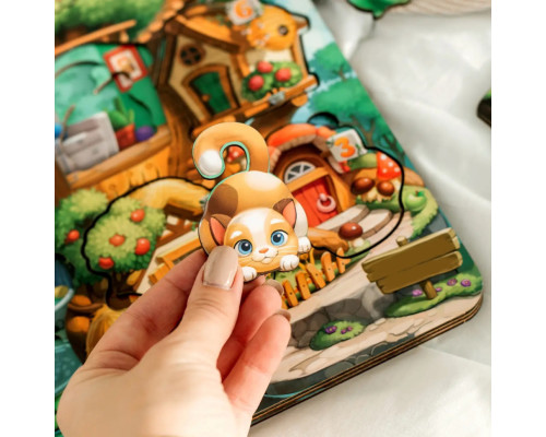 Дерев'яний пазл-вкладиш "Де чий будиночок на дереві?" Ubumblebees (ПСД172) PSD172 тришаровий