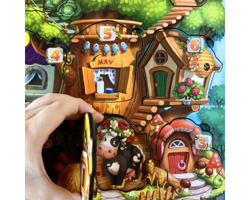 Дерев'яний пазл-вкладиш "Де чий будиночок на дереві?" Ubumblebees (ПСД172) PSD172 тришаровий