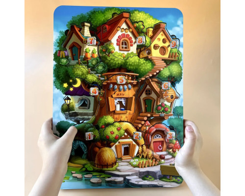 Дерев'яний пазл-вкладиш "Де чий будиночок на дереві?" Ubumblebees (ПСД172) PSD172 тришаровий