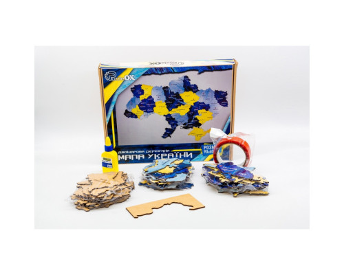 Деревянный пазл "Карта Украины" Арт-60906 сине-желтый 60х90 см