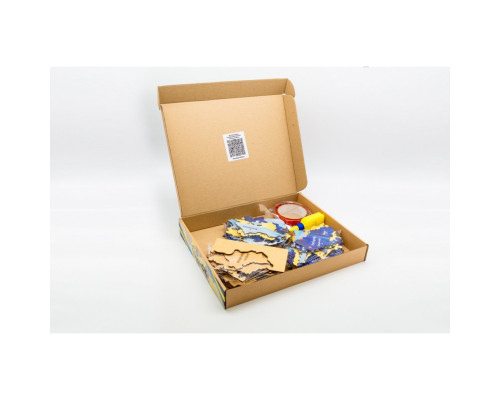 Деревянный пазл "Карта Украины" Арт-60906 сине-желтый 60х90 см