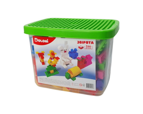 Конструктор "Звірята" 013888/05 в пластиковому боксі, 266 деталей