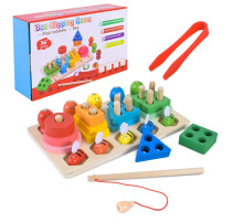 Дитяча дерев’яна іграшка "Пірамідка-сортер" C9417 рибалка, вкладиші