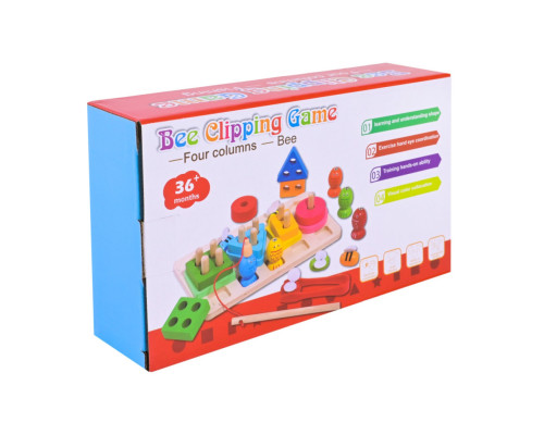 Детская деревянная игрушка "Пирамидка-сортер" C9417 рыбалка, вкладыши