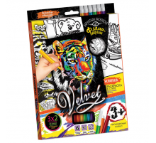 Набір для творчості Оксамитова розмальовка фломастерами VLV-01, 10 видів  Тигр 1