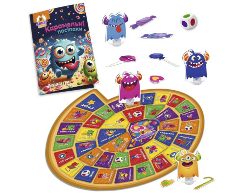Настільна гра-бродилка "Карамельні посіпаки" VT8055-45, 4 фігурки монстриків