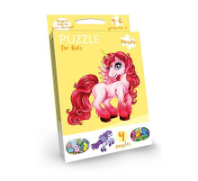 Дитячі розвиваючі пазли "Puzzle For Kids" PFK-05-12, 2 картинки  Єдиноріг червоний