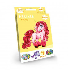 Дитячі розвиваючі пазли "Puzzle For Kids" PFK-05-12, 2 картинки  Єдиноріг червоний