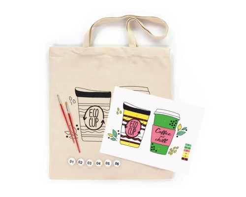 Набір для творчості екосумка-розмальовка "Coffee Time" N0003654, 38х42 см