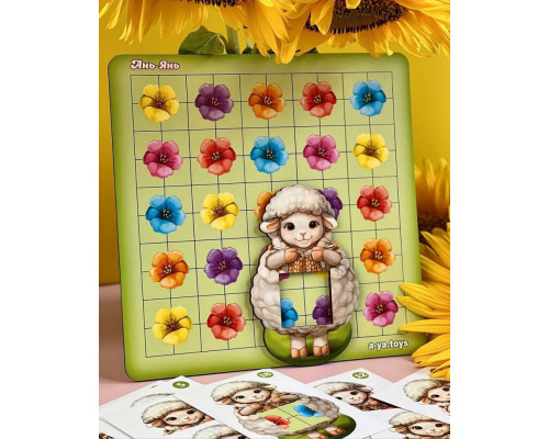 Деревянный пазл-сортер "Овечка на лужайке" Ubumblebees (ПСФ096) PSF096, 20 карт